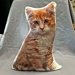 DOOR STOP, CAT ON BOTH SIDES, 15 X 12 ½ x 4 INCHES, ORANGE & WHITE FULL COLOUR,